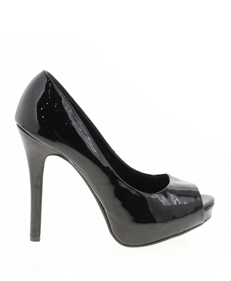 Sz.9 Peep toe black 5" platform heel - Picture 1 of 3